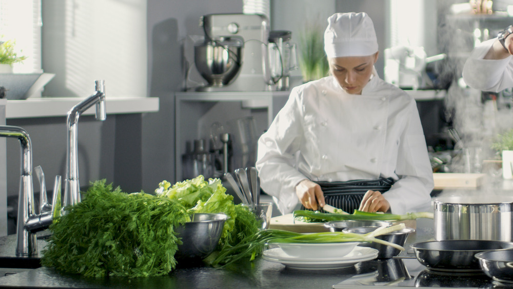 Chef preparing vegetables