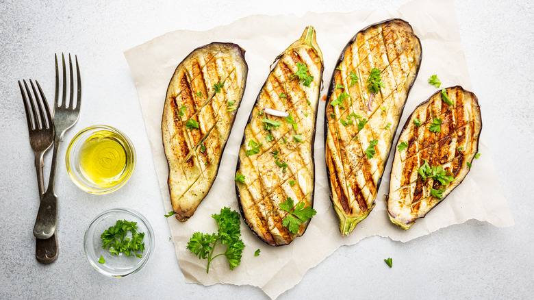 Fried eggplant slices