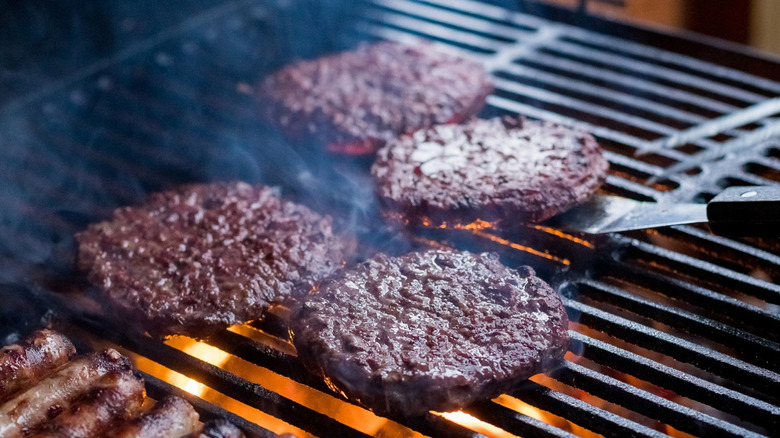 burgers on a grill