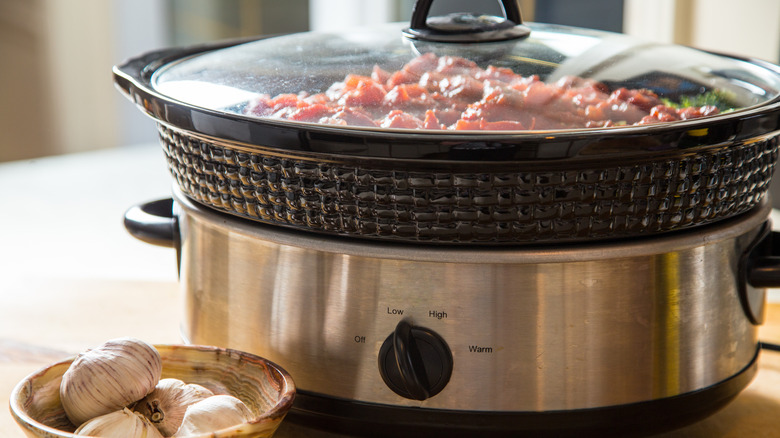 Food in a slow cooker 