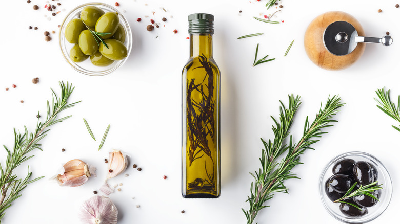 Olive oil in bottle