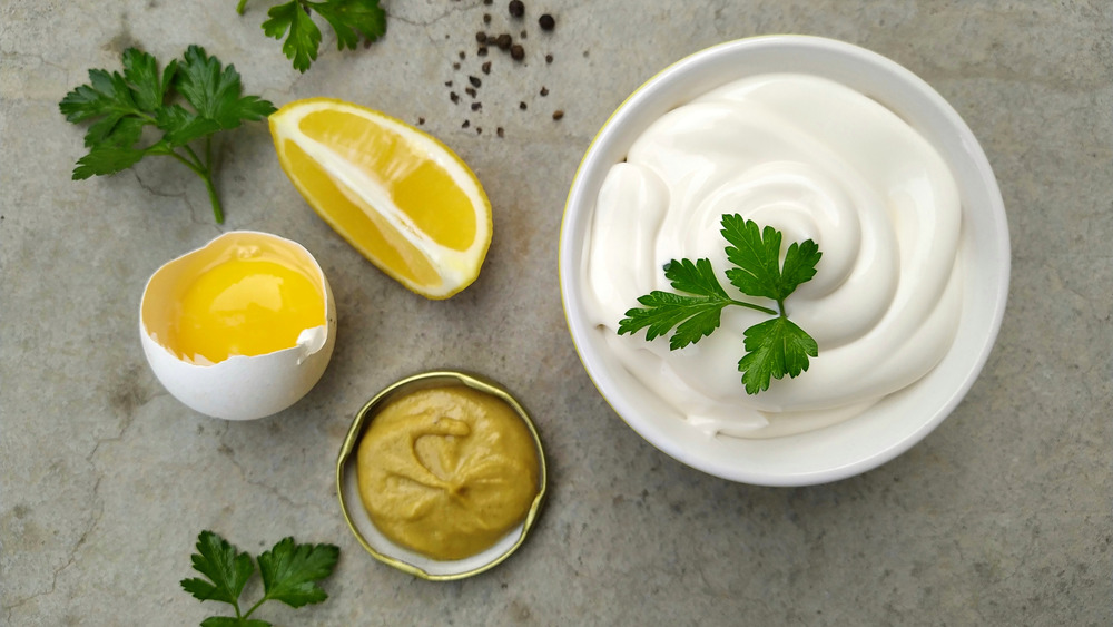 Homemade mayonnaise in a bowl