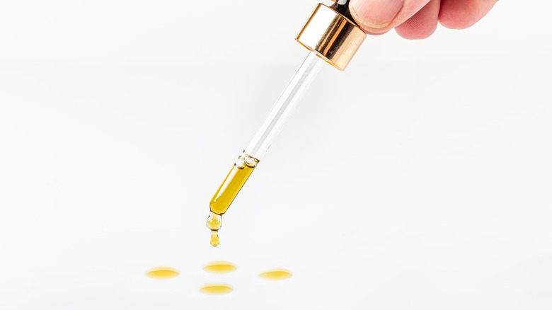 Black seed oil on white background