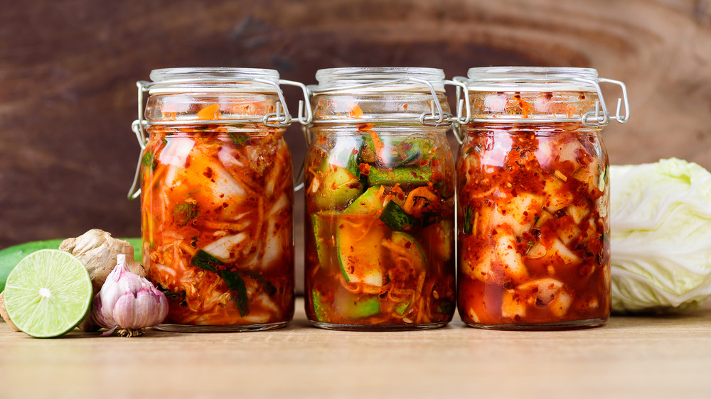 Kimchi jars lined up