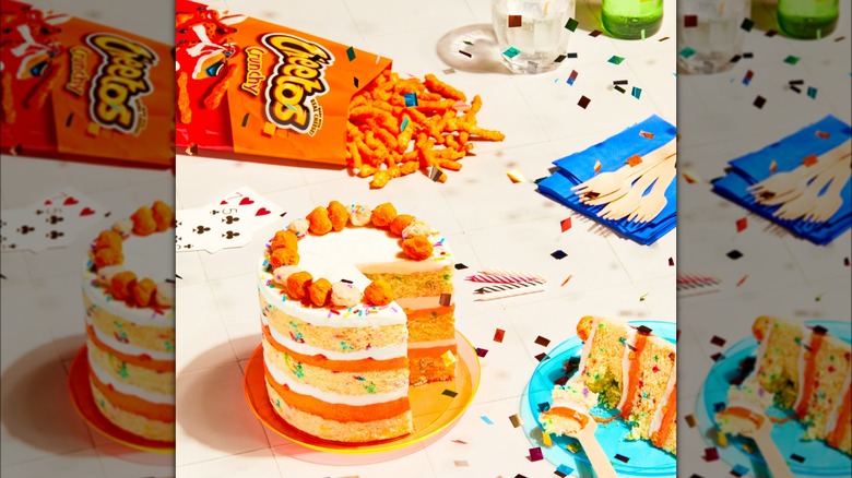 Bag of Cheetos with birthday cake