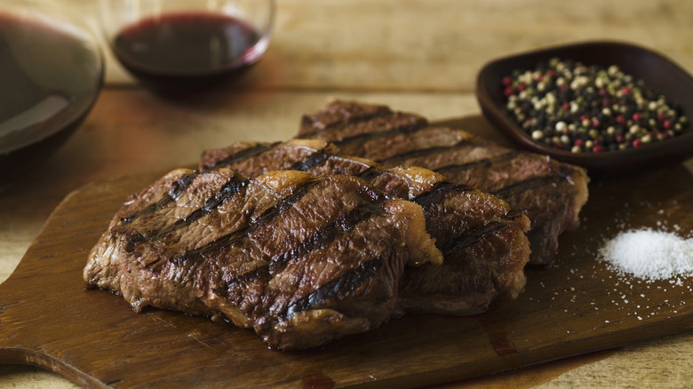steak with wine near salt