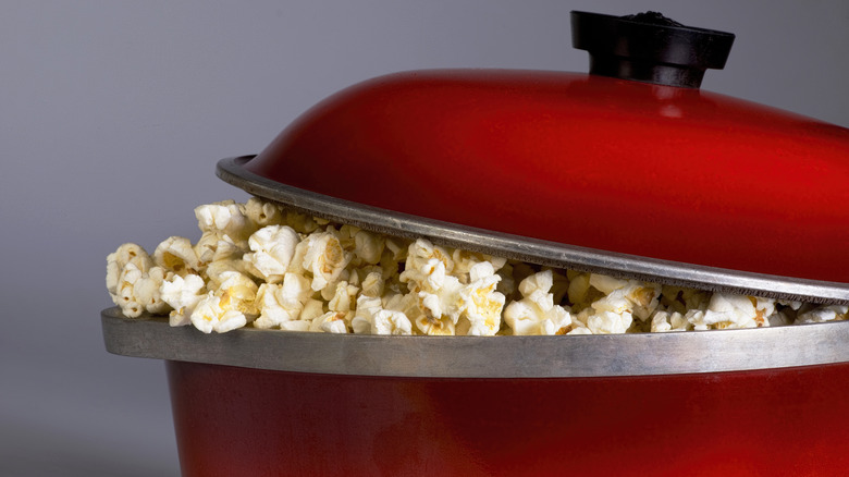 red pot with popcorn