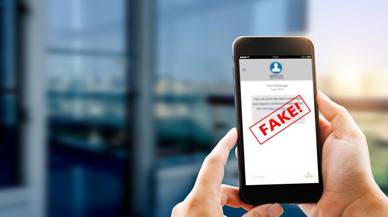 Fake text message alert