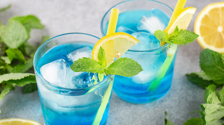 Two blue cocktails