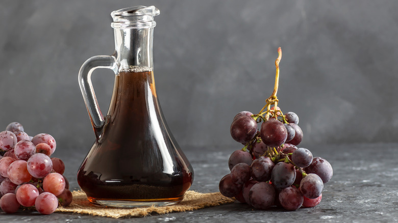 Artisan bottle of vinegar made from grapes