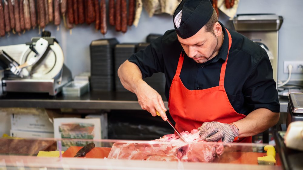 Butcher at work