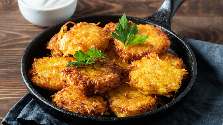 Hash browns in a skillet