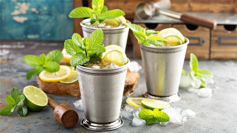 Mint juleps in silver cups