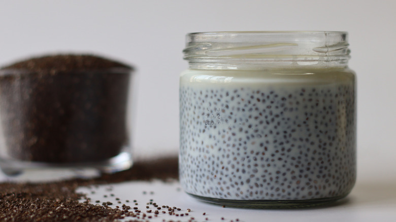 Jar of chia pudding