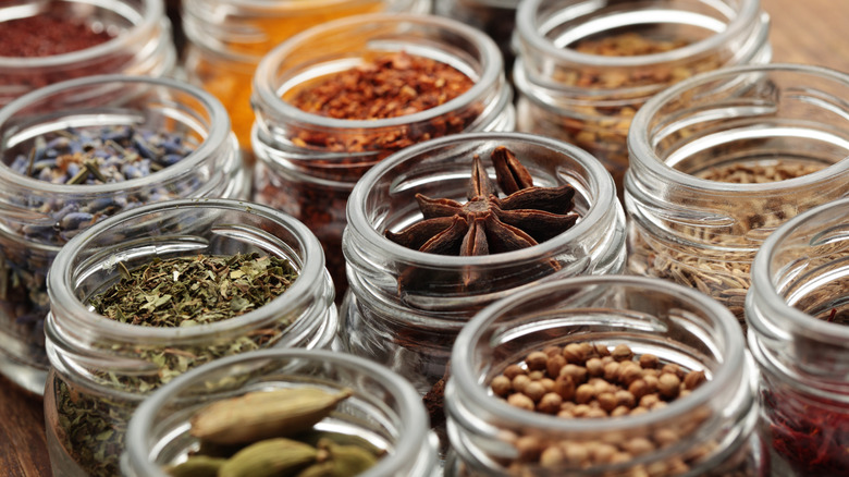 Jars filled with spices