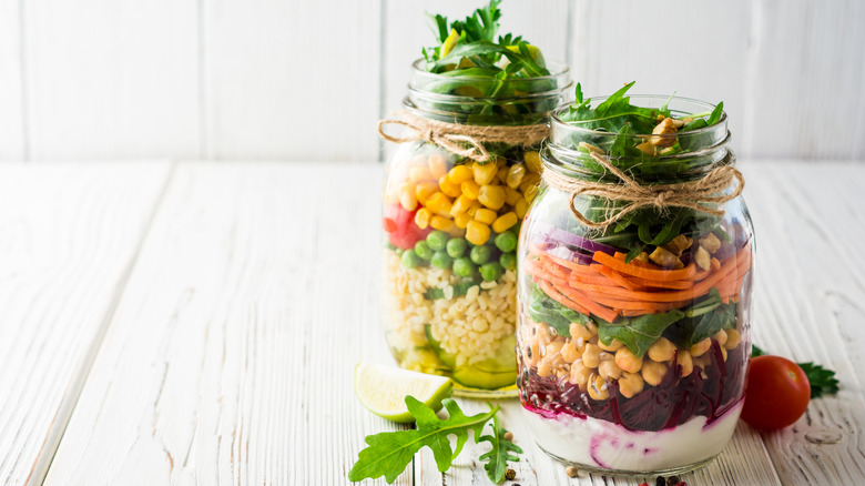 Layered salads in jars