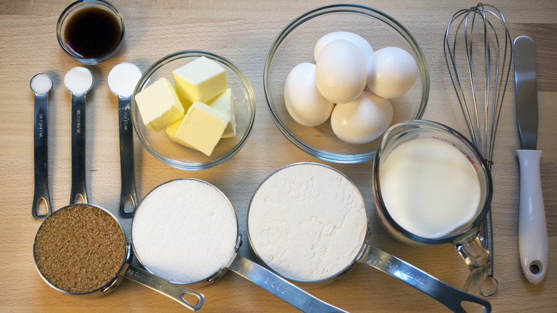 Baking ingredients in measuring cups