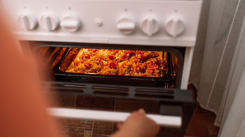 Glass dish put into oven