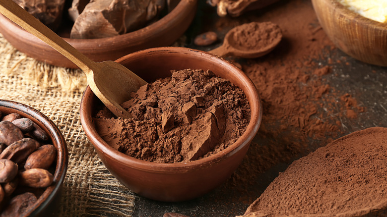 A bowl of cocoa powder