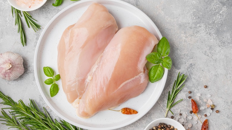 Raw chicken breasts 