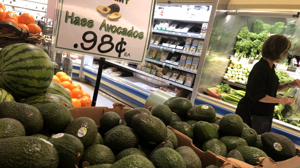 Hass avocados at a grocery store