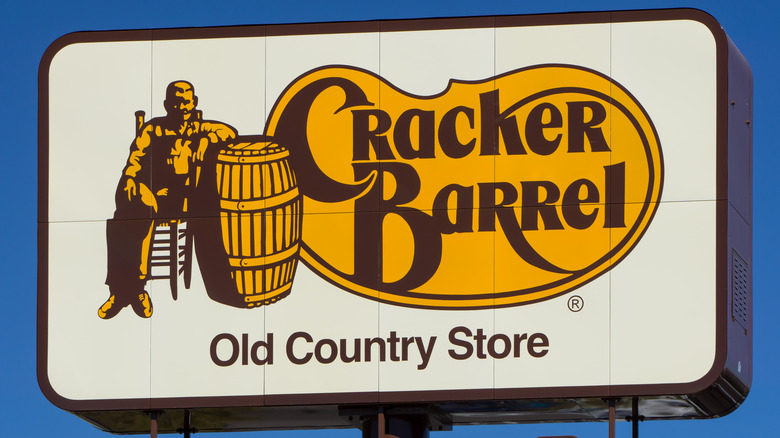 Cracker Barrel sign against sky