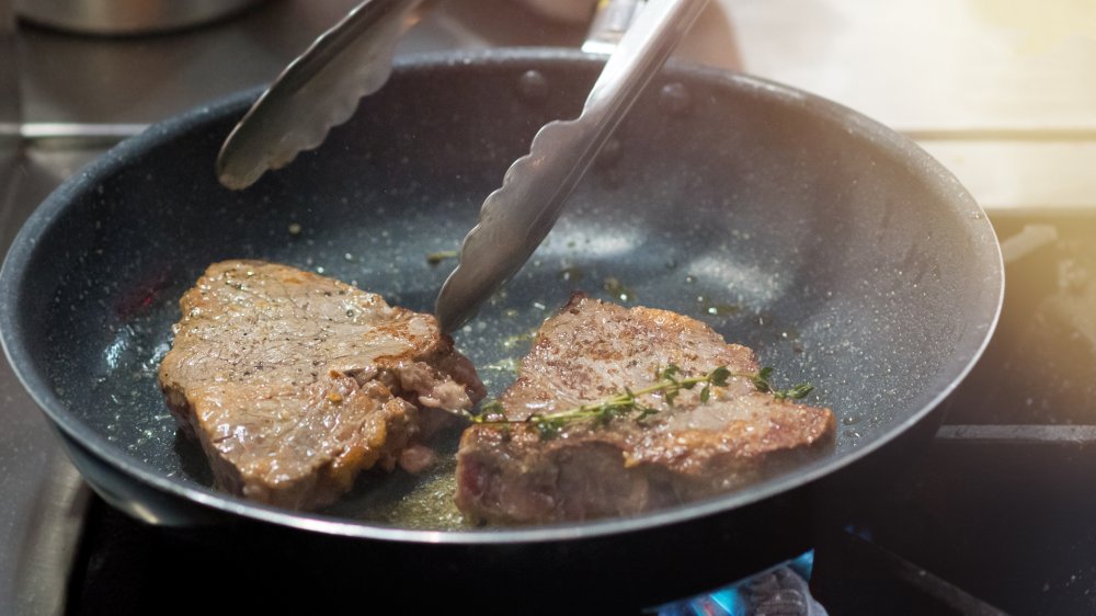 Steaks in pan