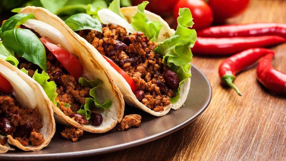 Mexican tacos with beans