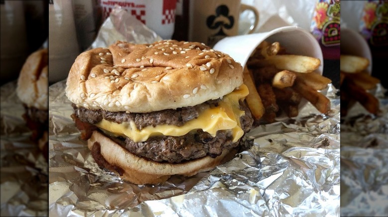 The bacon cheeseburger at Five Guys