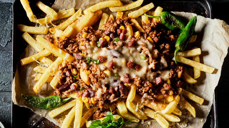 Fries covered in chili and cheese