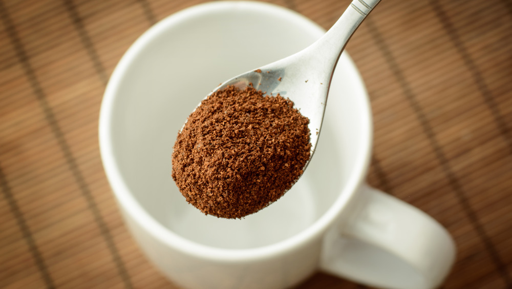 Spoon with instant coffee granules