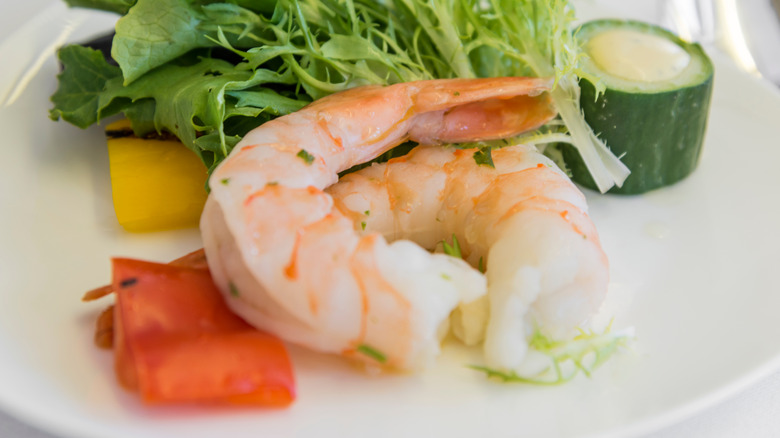 An inflight shrimp meal 