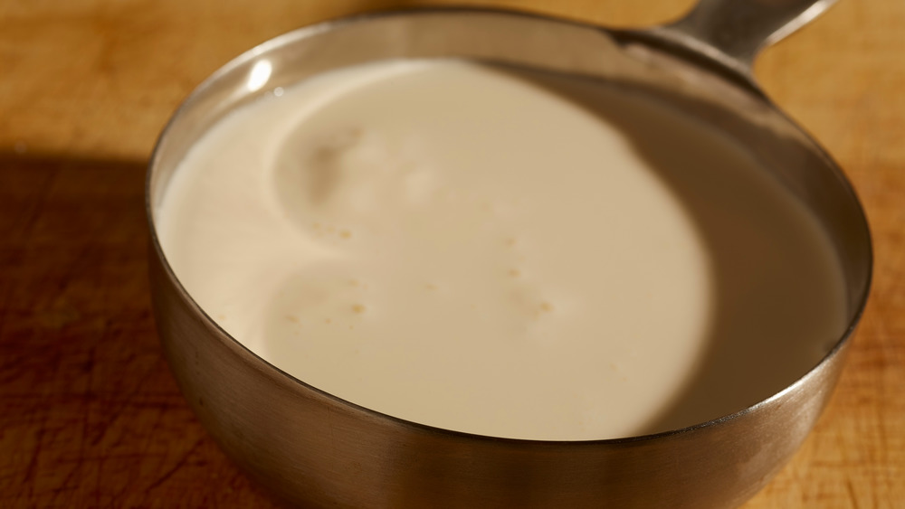 Heavy cream in pot
