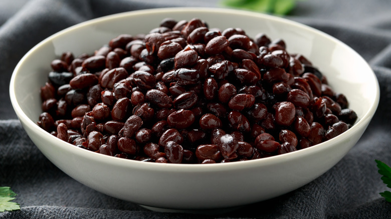 Bowl of canned black beans