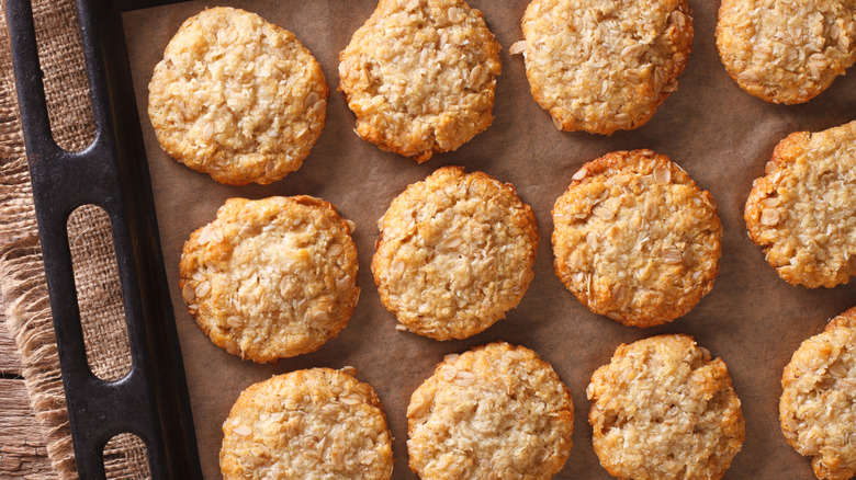 Cookies on parchment paper lined tray