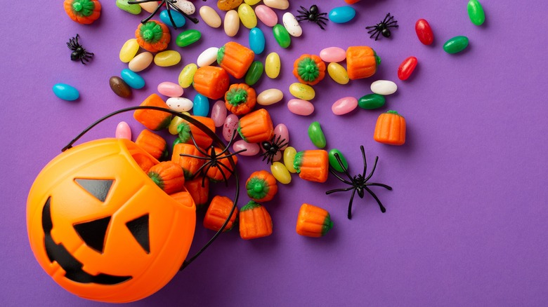 Halloween bucket spilling candy