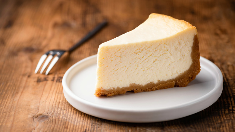 A slice of classic cheesecake 
