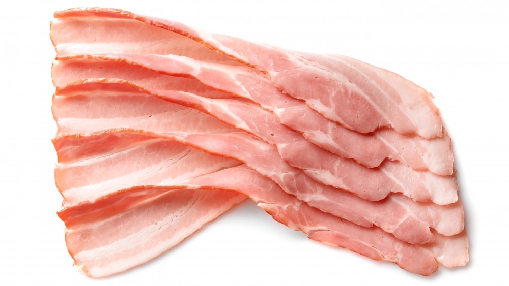 strips of uncooked bacon