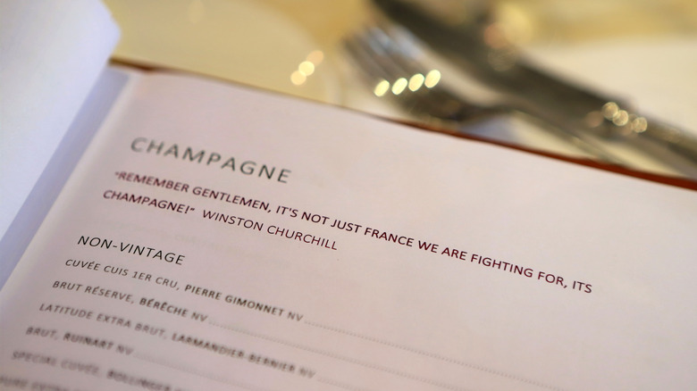 Wine menu at restaurant  