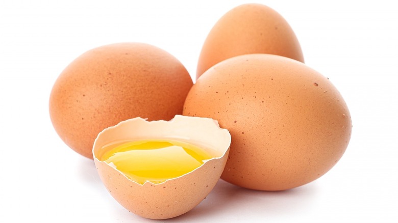 whole eggs and cracked egg
