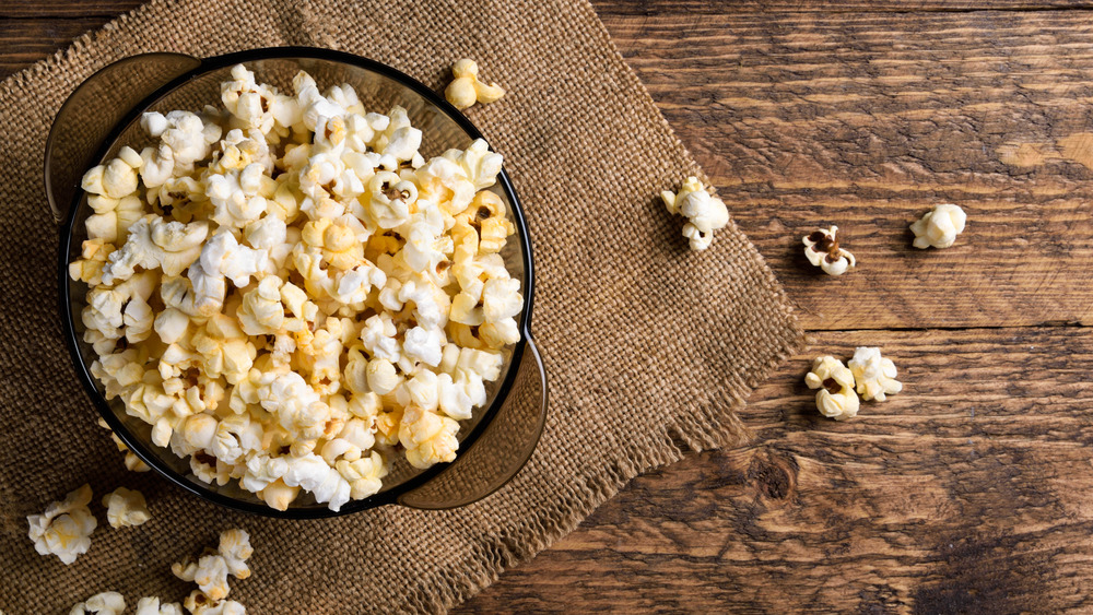 bowl of popcorn spilled