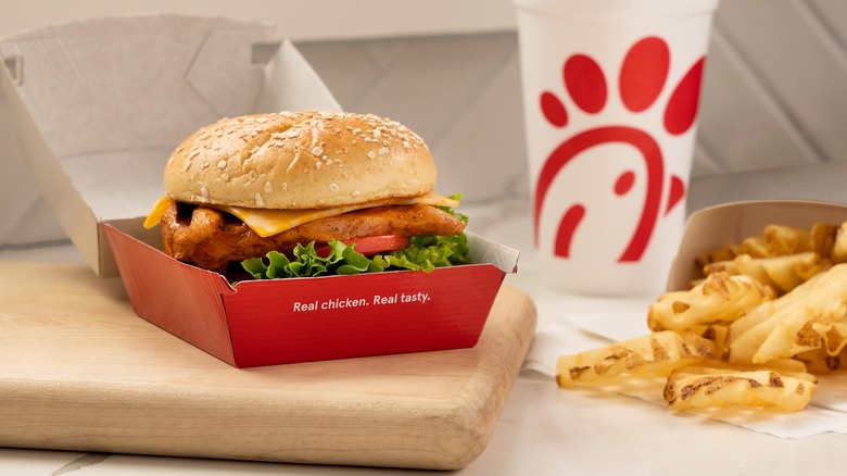 Chik-Fil-A grilled chicken sandwich and fries