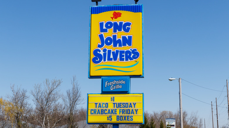 Long John Silver's restaurant sign