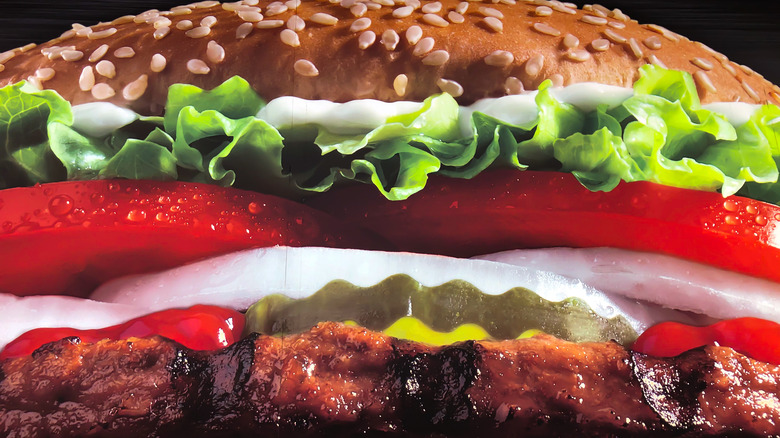 Close-up of a Burger King Whopper