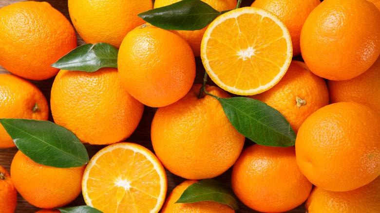 Oranges in a close-up shot