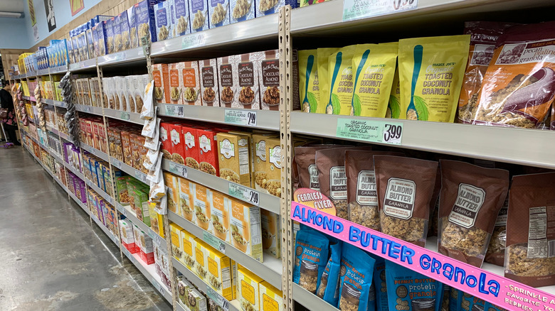 Trader Joe's aisle, granola products