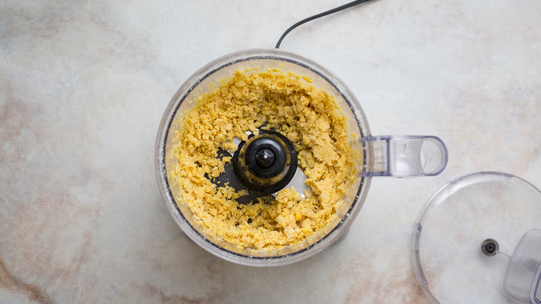 chickpeas in food processor bowl