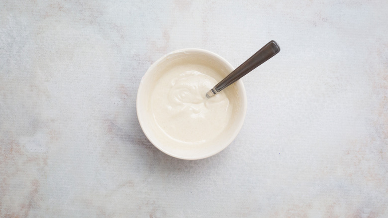 tahini sauce in small bowl