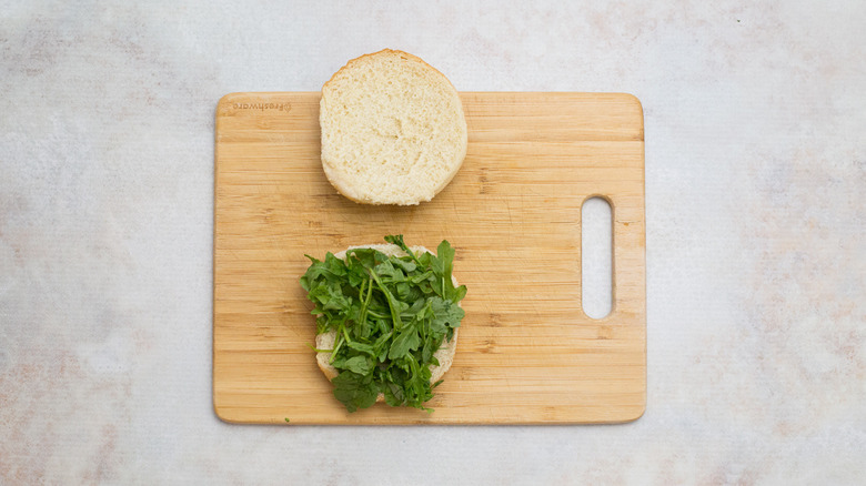 arugula on burger bun