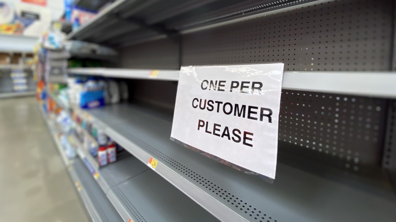 Panic buying empty store shelves